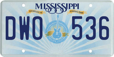 MS license plate DWO536