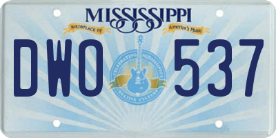 MS license plate DWO537