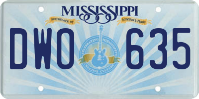 MS license plate DWO635