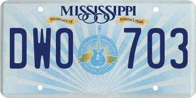 MS license plate DWO703