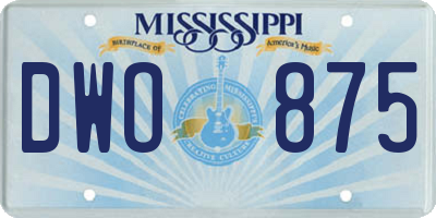 MS license plate DWO875