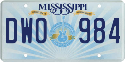 MS license plate DWO984