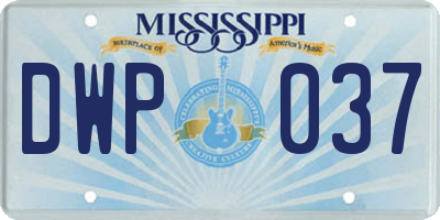 MS license plate DWP037