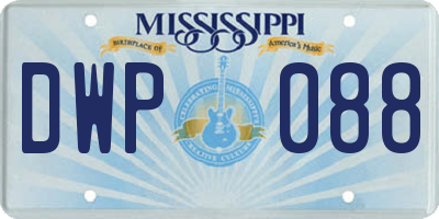 MS license plate DWP088