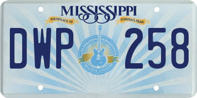 MS license plate DWP258
