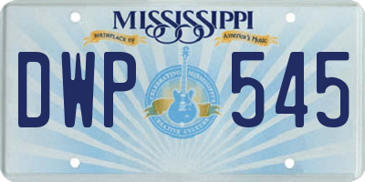 MS license plate DWP545