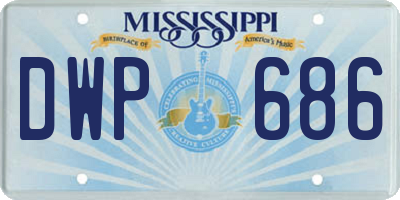 MS license plate DWP686