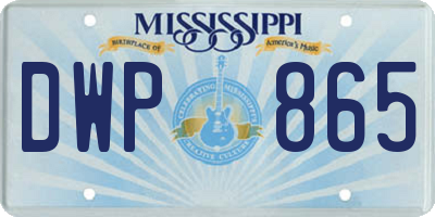 MS license plate DWP865