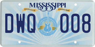 MS license plate DWQ008