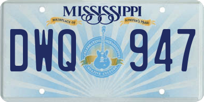MS license plate DWQ947