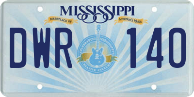 MS license plate DWR140