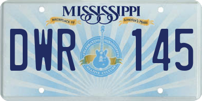 MS license plate DWR145