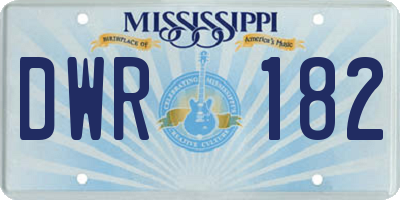 MS license plate DWR182