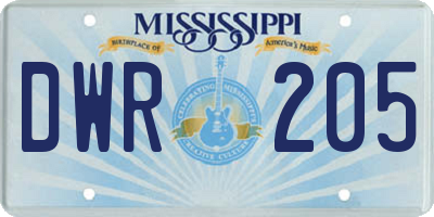 MS license plate DWR205