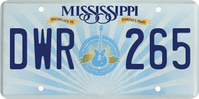 MS license plate DWR265