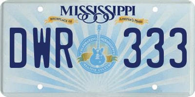 MS license plate DWR333