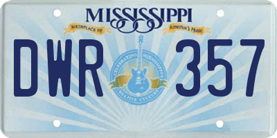 MS license plate DWR357
