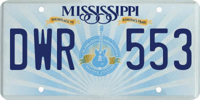 MS license plate DWR553