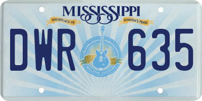 MS license plate DWR635