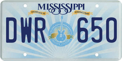 MS license plate DWR650