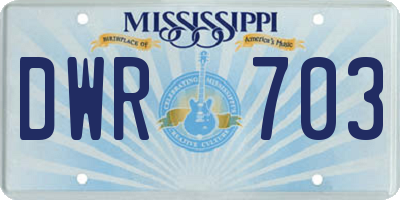 MS license plate DWR703