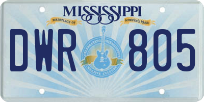 MS license plate DWR805