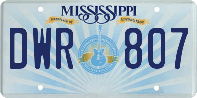 MS license plate DWR807
