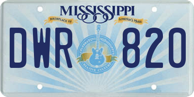 MS license plate DWR820