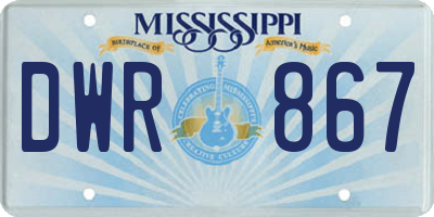 MS license plate DWR867