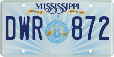 MS license plate DWR872