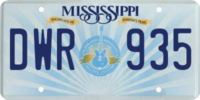 MS license plate DWR935