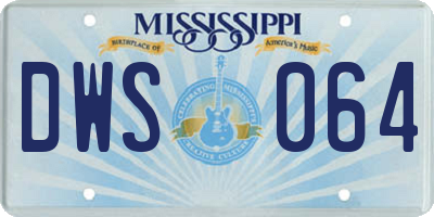 MS license plate DWS064