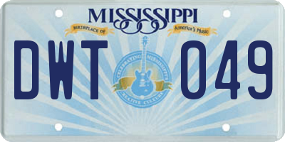 MS license plate DWT049