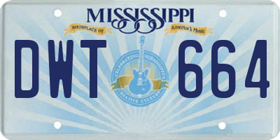 MS license plate DWT664