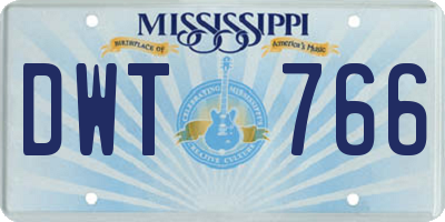 MS license plate DWT766
