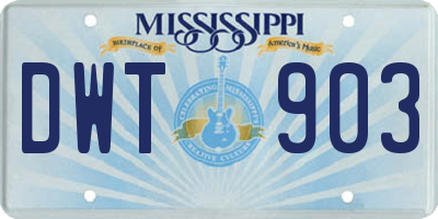MS license plate DWT903