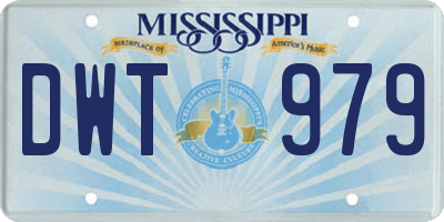 MS license plate DWT979