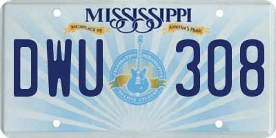 MS license plate DWU308