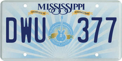 MS license plate DWU377