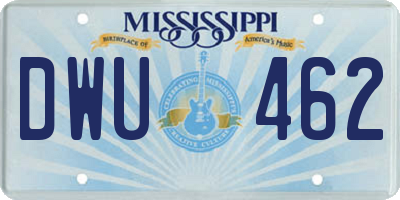 MS license plate DWU462