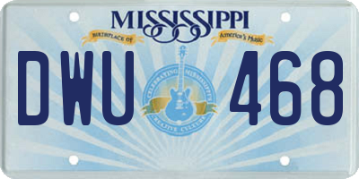 MS license plate DWU468