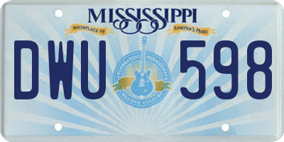 MS license plate DWU598