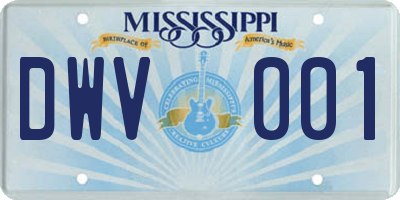 MS license plate DWV001