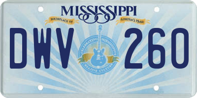 MS license plate DWV260