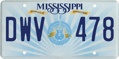MS license plate DWV478