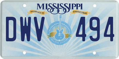 MS license plate DWV494