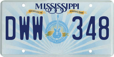 MS license plate DWW348
