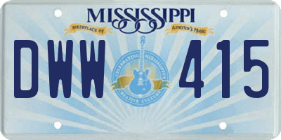 MS license plate DWW415