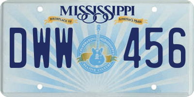 MS license plate DWW456
