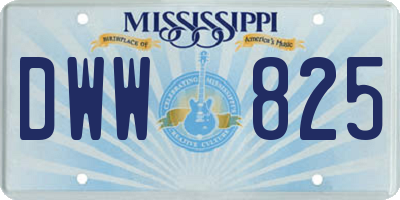 MS license plate DWW825